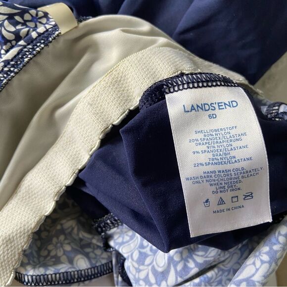 Lands End Swim Dress Underwire Blue White Modest Coastal Grandma  Beach Size 6D - Picture 9 of 9